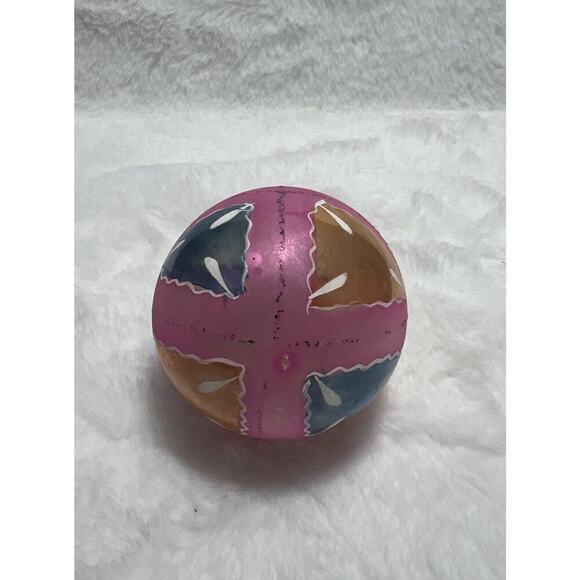 Vintage Hand Painted‎ Mercury Glass Poland Pink Blue Gold Christmas Ornament - Picture 4 of 7